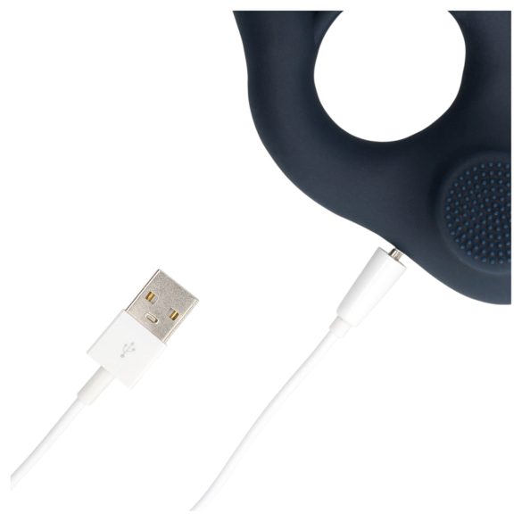 Loveline - вибриращ пръстен за пенис с клиторстимулатор - сив