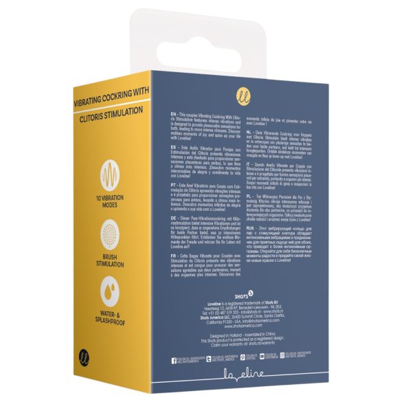 Loveline - вибриращ пръстен за пенис с клиторстимулатор - сив