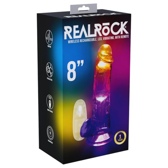 REALROCK - вибратор с тестиси - светещ - 20см