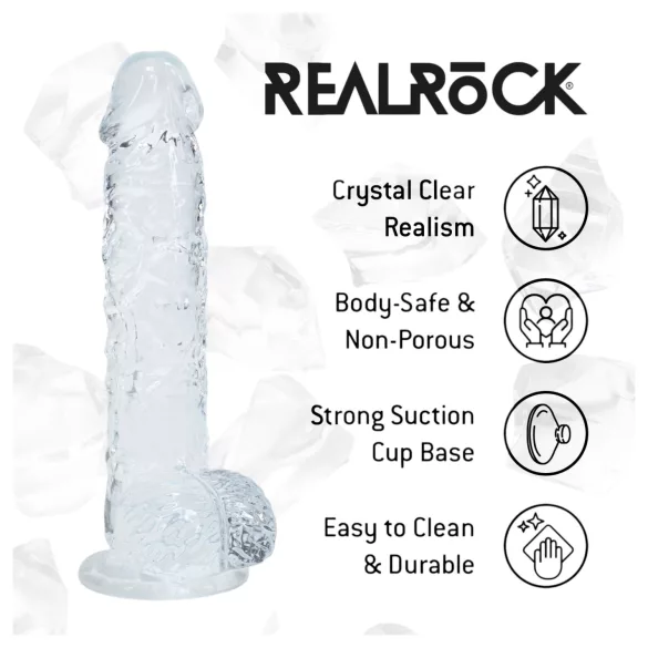RealRock - реалистично дилдо с тестиси (прозрачно) - 12,7 см