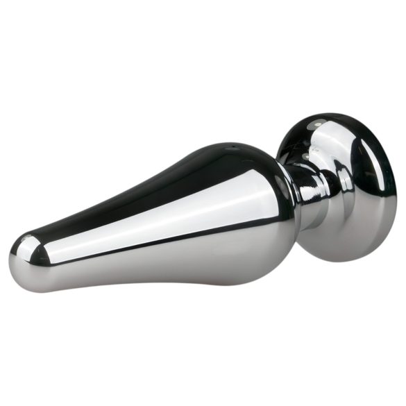 Easytoys - метален анален плъг с розов камък - сребърен, 3,5 см