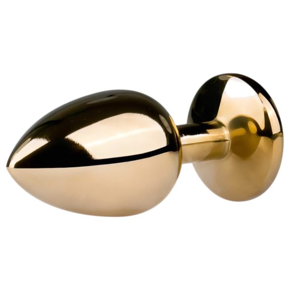 Easytoys Metal No.1 - златна анална тапа с бял камък, конусовидна (2,5 см)