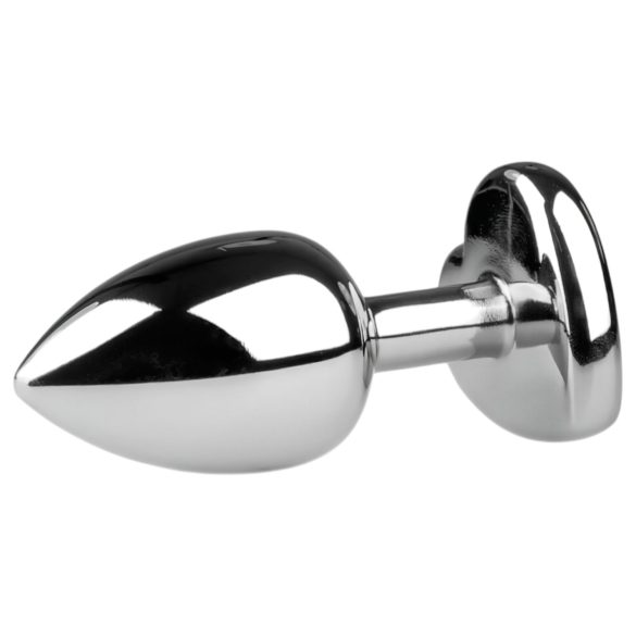 Easytoys - метален анален плъг със сърцевиден камък - сребристо-бял