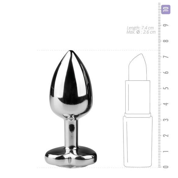 Easytoys - метален анален плъг със сърцевиден камък - сребристо-бял