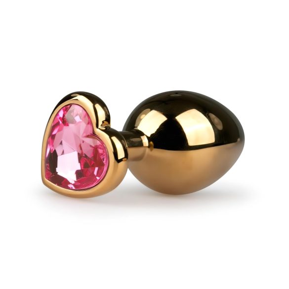 Easytoys Metal No.7 - анален плъг с розови камъни, златист (3см)