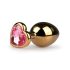 Easytoys Metal No.7 - анален плъг с розови камъни, златист (3см)