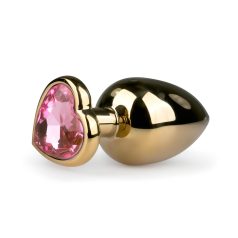   Easytoys Metal No.8 - анален плъг със сърце - златно-розов (3,5 см)