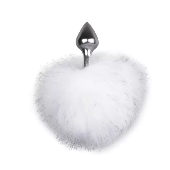 Easytoys Bunny NO1 - метален анален плъг с опашка - сребристо-бял