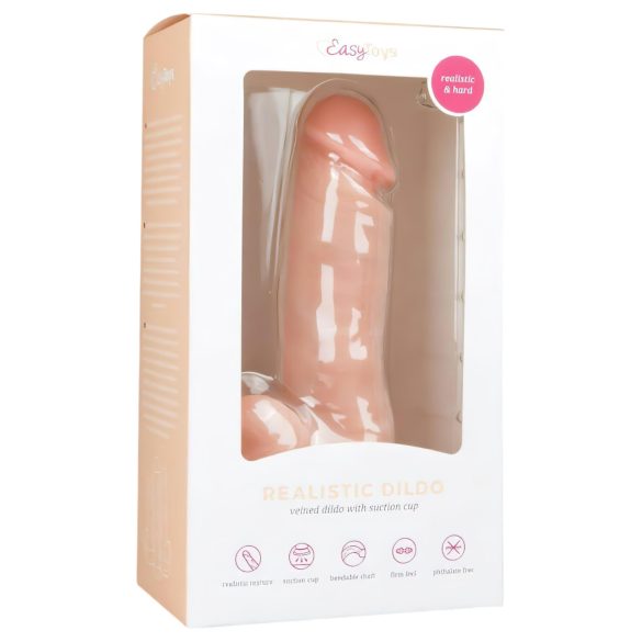 Easytoys - дилдо с вакуумна основа и тестиси - 17,5 см - телесен цвят