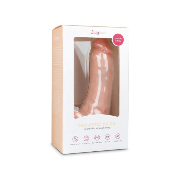 Easytoys - дилдо с вакуумна основа и тестиси (20см) - телесен цвят