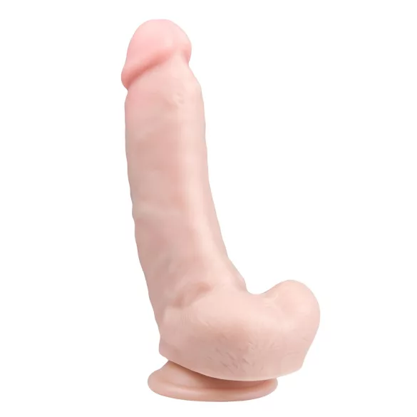 Easytoys - дилдо с тестиси и вакуумна основа - 20см, телесен цвят
