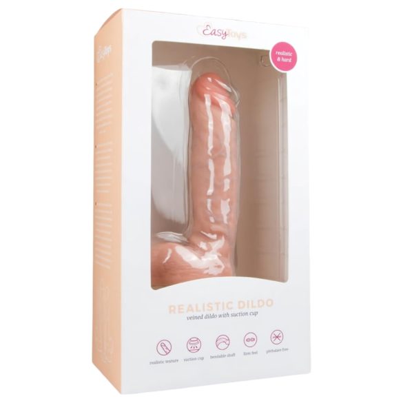 Easytoys - Дилдо с вендуза и тестиси (22,5 см) - телесен цвят