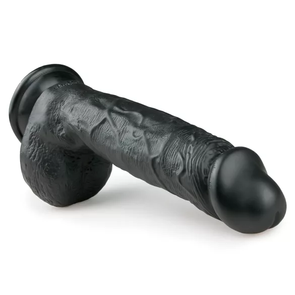 Easytoys - дилдо с тестиси и вакуумна основа - 22,5 см - черен