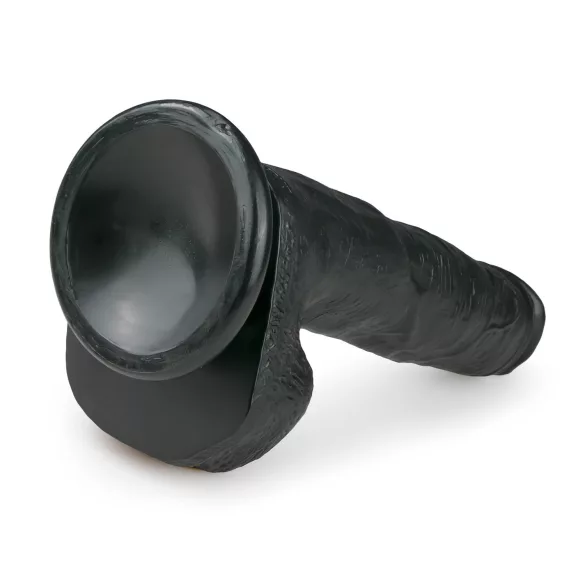 Easytoys - дилдо с тестиси и вакуумна основа - 22,5 см - черен