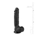 Easytoys - дилдо с тестиси и вакуумна основа - 22,5 см - черен
