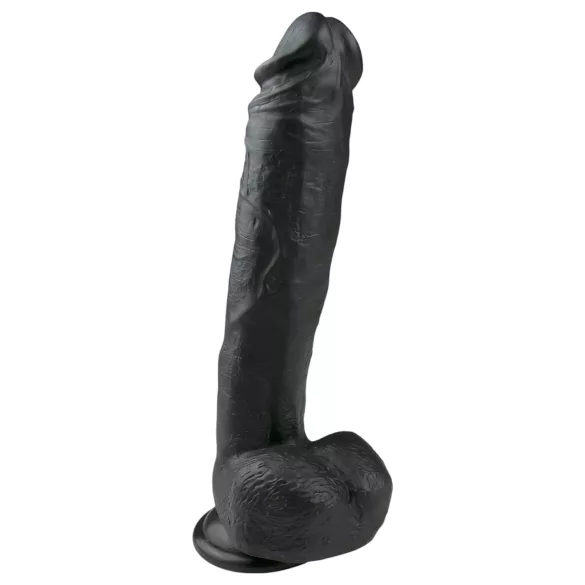 Easytoys - голям дилдо с тестиси и вакуум - 26,5 см - черен