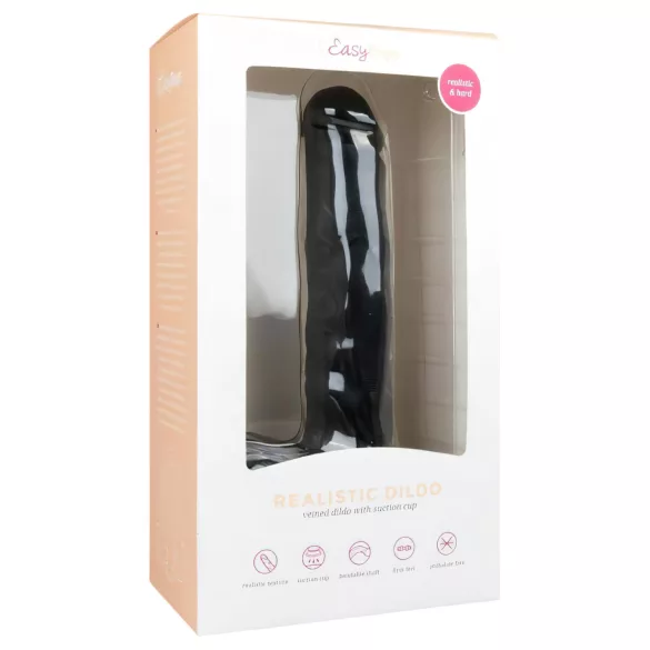 Easytoys - голям дилдо с тестиси и вакуум - 26,5 см - черен