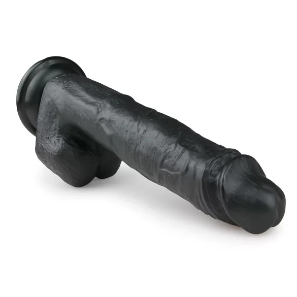 Easytoys - голям дилдо с тестиси и вакуум - 26,5 см - черен