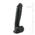 Easytoys - голям дилдо с тестиси и вакуум - 26,5 см - черен