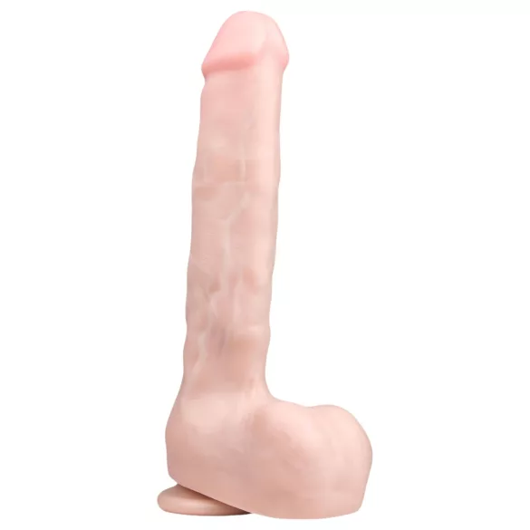 Easytoys - дилдо с вакуумна основа и тестиси - 29,5 см, телесен цвят
