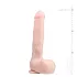 Easytoys - дилдо с вакуумна основа и тестиси - 29,5 см, телесен цвят