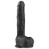 Easytoys - дилдо с вендуза и тестиси - голям, 29,5 см, черен