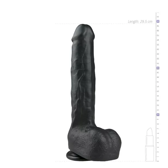 Easytoys - дилдо с вендуза и тестиси - голям, 29,5 см, черен