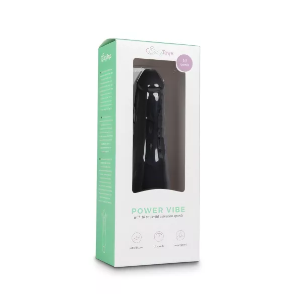 Easytoys Power Vibe - вибриращ пенис нормален - силикон черен