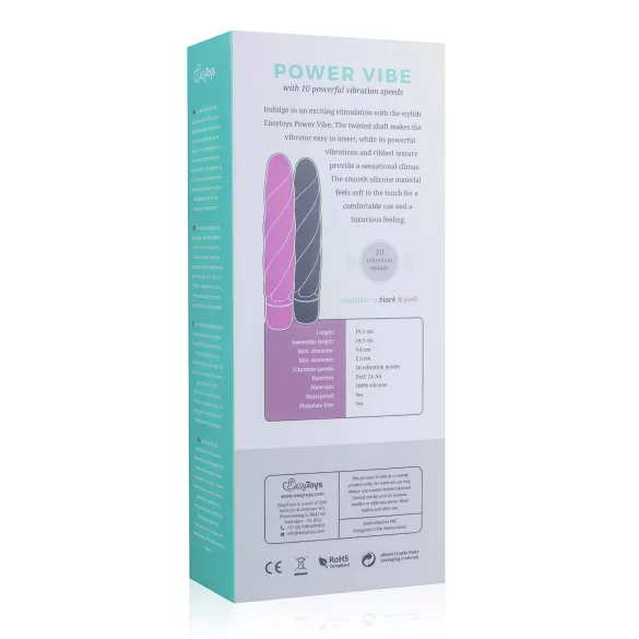 Easytoys Power Vibe - вибратор с усукан силиконов корпус - черен