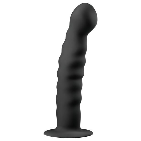 Easytoys Ribbed - анално дилдо с вендуза (14 см) - черно