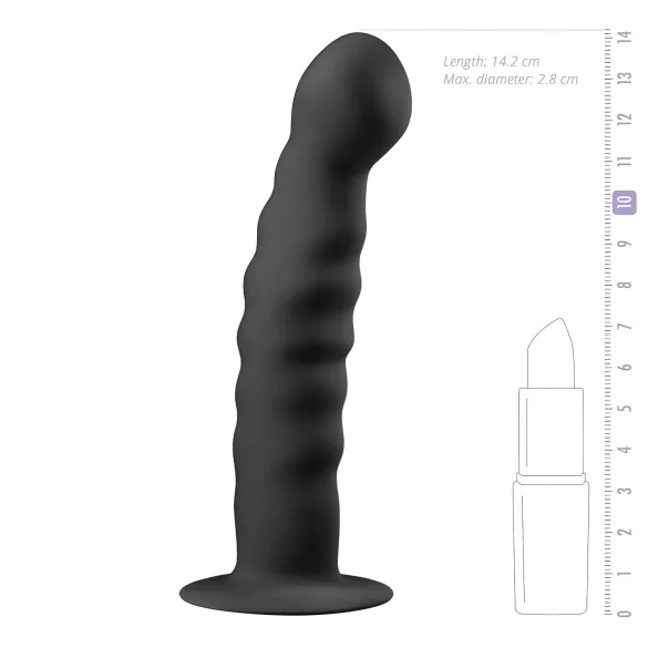 Easytoys - анален дилдо с оребрение и вакуум - 14 см - черен