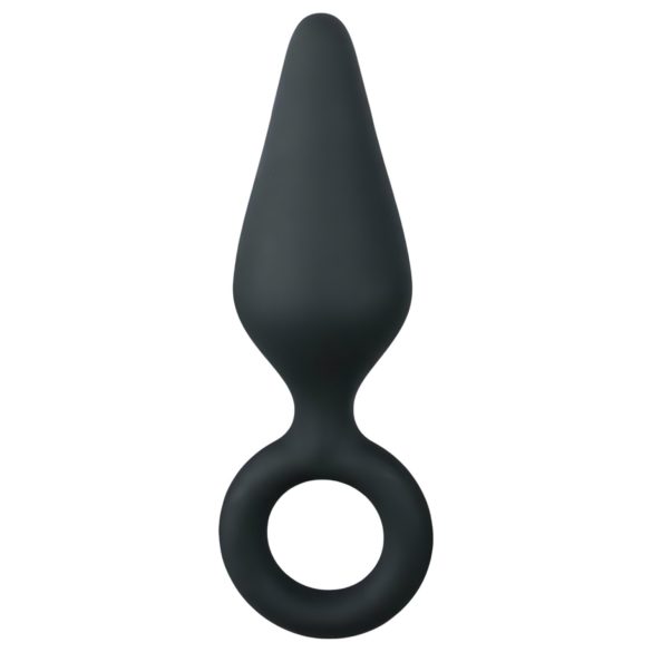 Еasytoys Pointy Plug - анален плъг с пръстен - среден размер (черен)