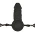 Easytoys - топка за уста с вътрешно дилдо (черно)