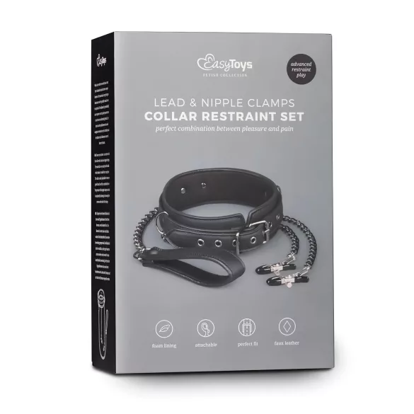 Easytoys - щипки за зърна с яка и каишка - комплект 4 части