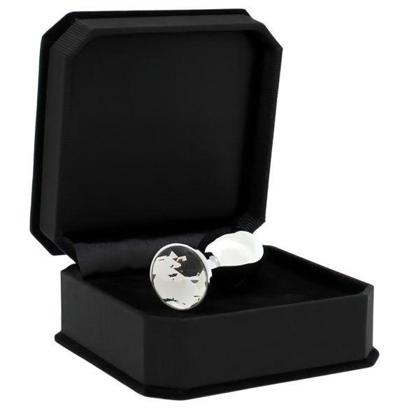 Rimba - метален анален разширител с прозрачен камък - сребрист, XS