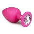 Easytoys Diamond - анален плъг с бял камък (голям) - розов