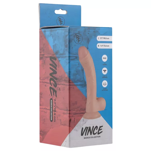 Real Fantasy Vince - дилдо с тестиси и кожа - 19,5 см, телесен цвят