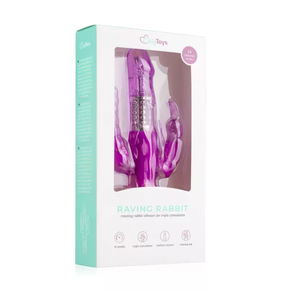 Easytoys Raving Rabbit - вибратор с 3 накрайника (розов)