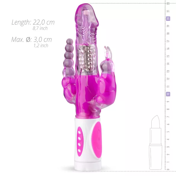 Easytoys Raving Rabbit - вибратор с 3 накрайника (розов)