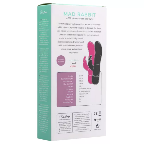 Easytoys Mad Rabbit - вибратор за клитор с ушички - розов
