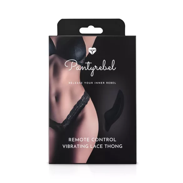 Pantyrebel - черен безжичен дантелен вибриращ прашки вибратор (S-L)