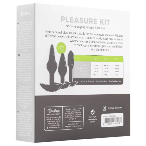 EasyToys Pleasure kit - разнообразен комплект анални плъгове (черен)
