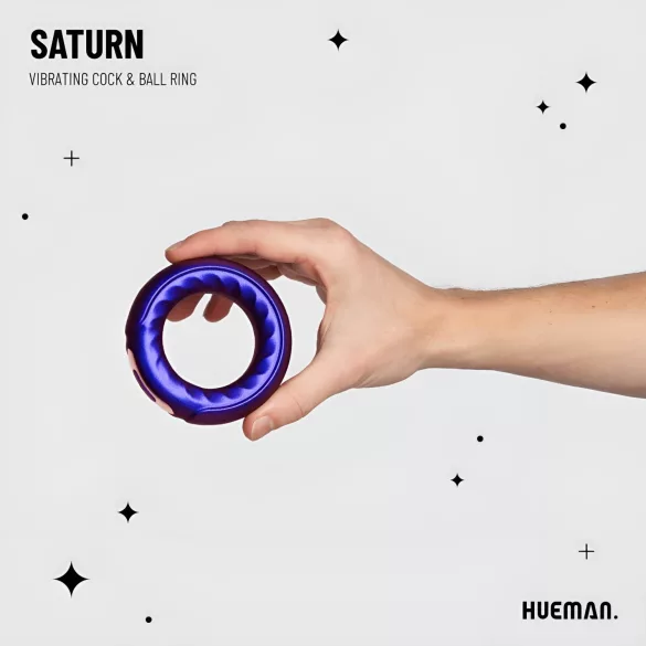 Hueman Saturn - вибриращ пенис ринг с акумулатор и водоустойчив - лилав