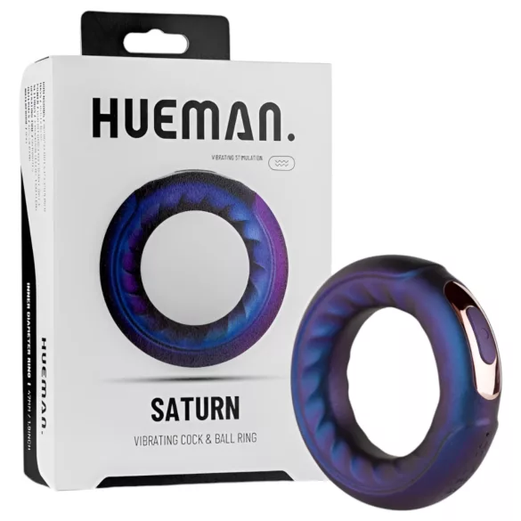 Hueman Saturn - вибриращ пенис ринг с акумулатор и водоустойчив - лилав