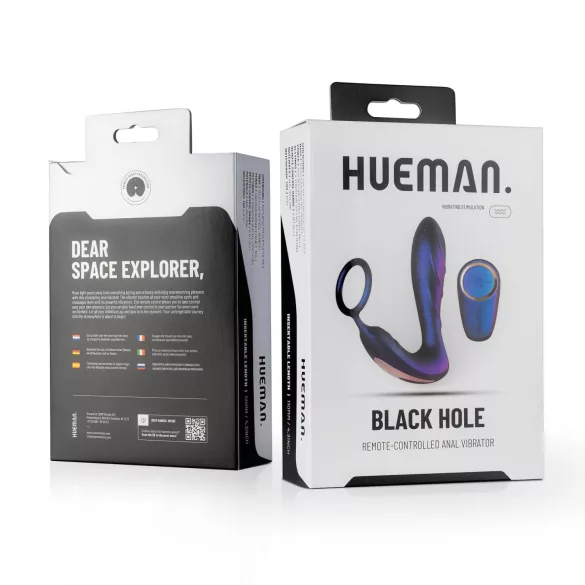 Hueman Black Hole - вибриращ анален стимулатор с пенис пръстен - лилав, безжичен