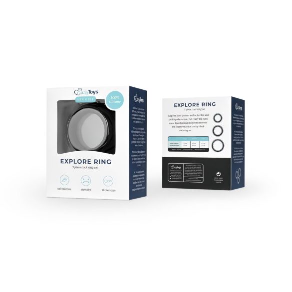 Easytoys - комплект пенис пръстени - 3 броя - черни