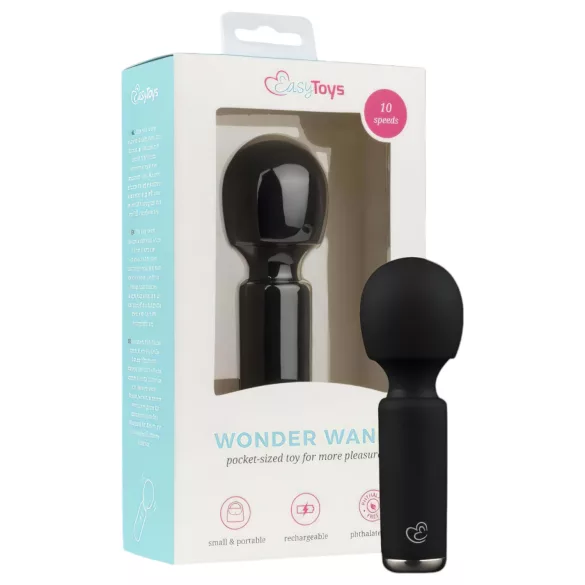 Easytoys Wonder Wand - мини вибратор масажор - акумулаторен - черен