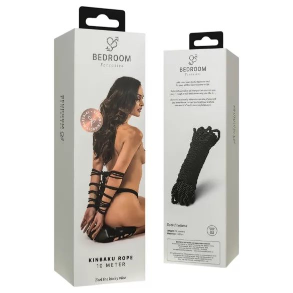 Bedroom Fantasies - японско шибари кинбаку въже за бондаж (10 m, черно)