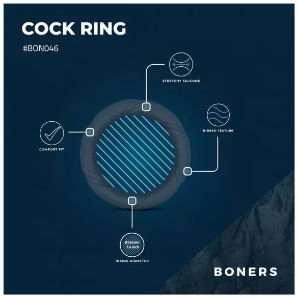 Boners Ergo - пенис пръстен - силиконов - сив