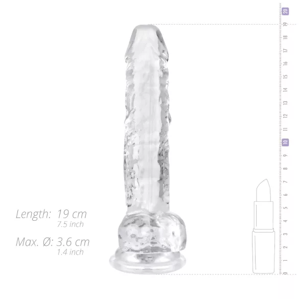EasyToys - дилдо с тестиси - 17см - прозрачен